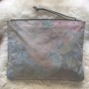 Floral suede pouch
